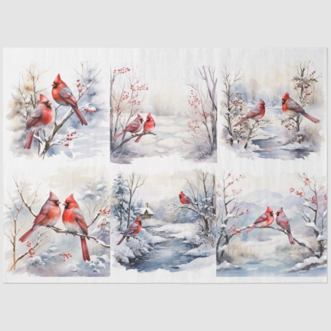 A Winter Cardinal Series Design 7 Tissue Paper (Front)