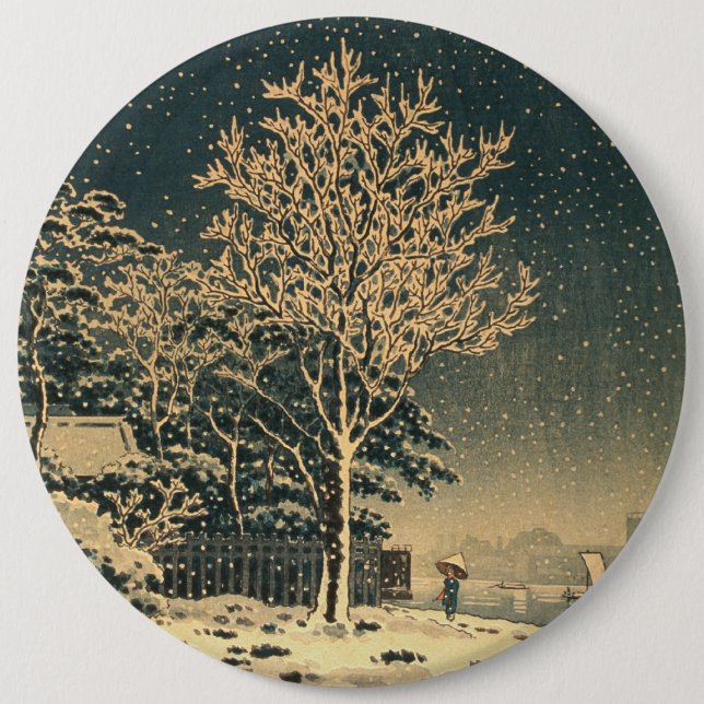 A Winter Day on Sumida River in Japan 6 Cm Round Badge (Front)