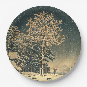 A Winter Day on Sumida River in Japan Paper Plate