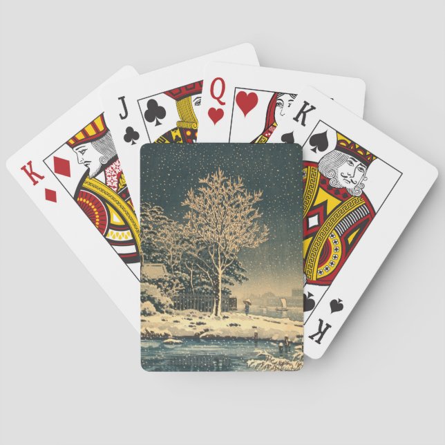 A Winter Day on Sumida River in Japan Playing Cards (Back)