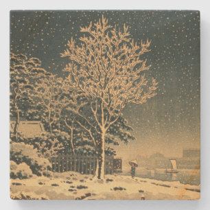 A Winter Day on Sumida River in Japan Stone Coaster
