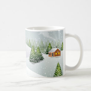 A winter day with a Christmas tree covered snow Coffee Mug