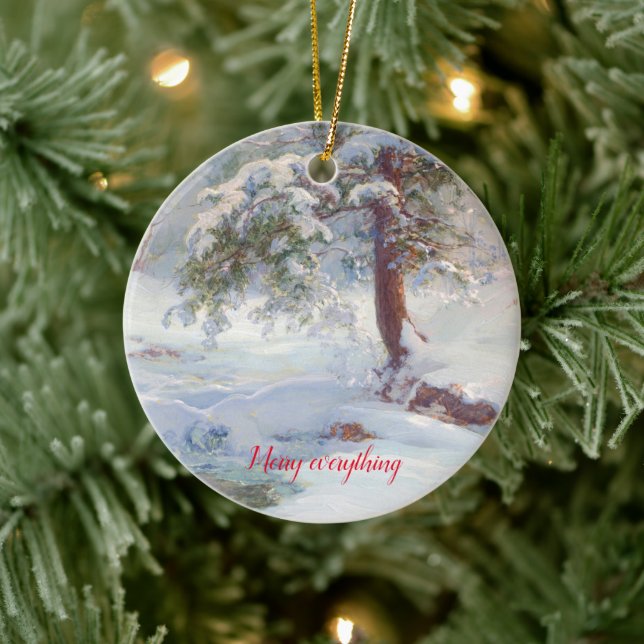 A Winter Idyll, Merry everything Christmas  Ceramic Tree Decoration (Tree)