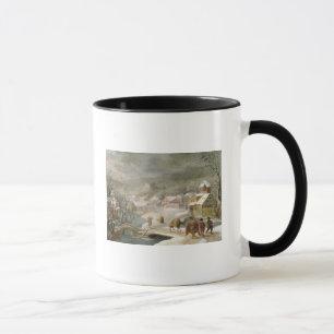 A Winter Landscape with Travellers on a Path Mug