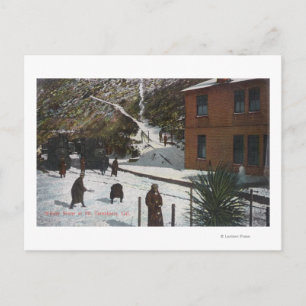 A Winter Scene, Adults Playing in Snow Postcard