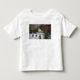 A Winter Scene, Adults Playing in Snow Toddler T-Shirt