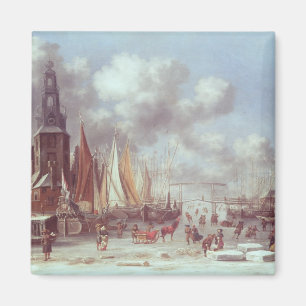 A Winter Scene in Amsterdam Magnet