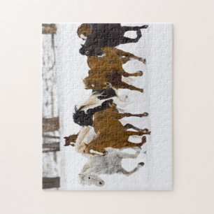 A winter scenic of running horses jigsaw puzzle