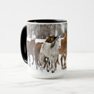 A Winter Scenic of Running Horses Mug