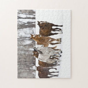 A winter scenic of running jigsaw puzzle