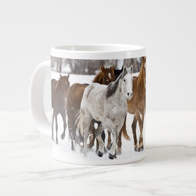 A winter scenic of running large coffee mug (Front Left)