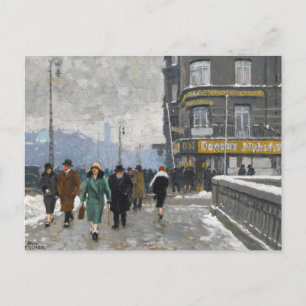 A Winter Street   Paul Fischer Postcard
