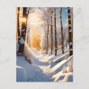 A winter wonderland awaits you on this snow-covere postcard