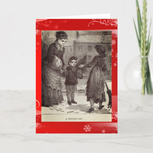 A Winters Day Vintage Victorian Old English Xmas Holiday Card