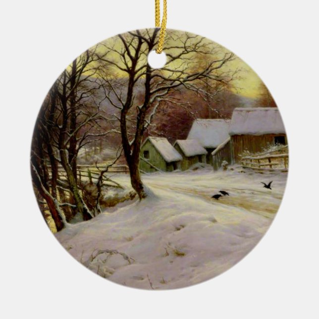 A Winter's Morning Ceramic Tree Decoration (Front)