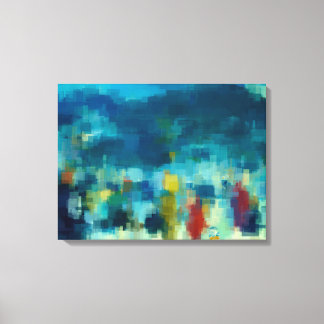 A Winters Night Out Abstract Cubist Style Artwork Canvas Print