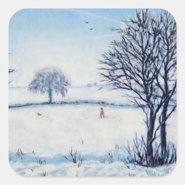 A Winters Walk Square Sticker (Front)