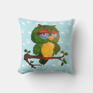 A Wise Old Owl Sitting On A Tree Branch Cushion