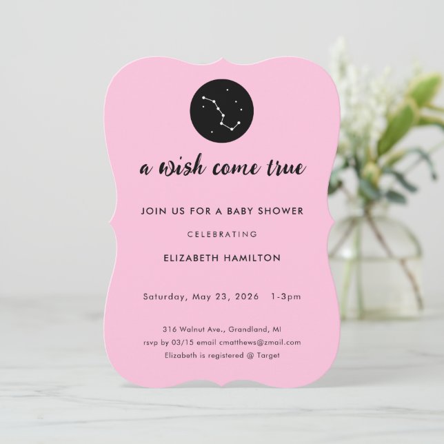 A Wish Come True Big Dipper Baby Shower Invitation (Standing Front)