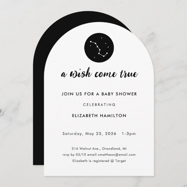 A Wish Come True Big Dipper Baby Shower Invitation (Front/Back)