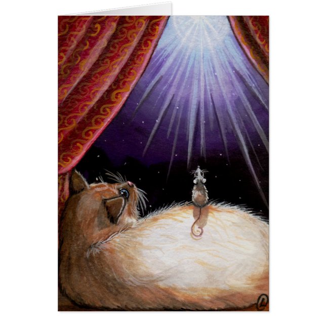 A WISHING STAR Cat Mouse Card (Front)