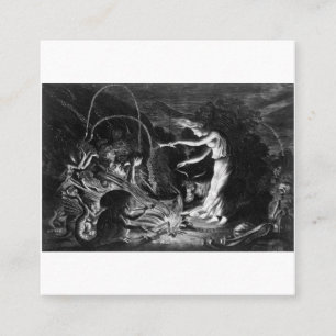 A Witch At Her Cauldron Surrounded By J Wellcome Square Business Card