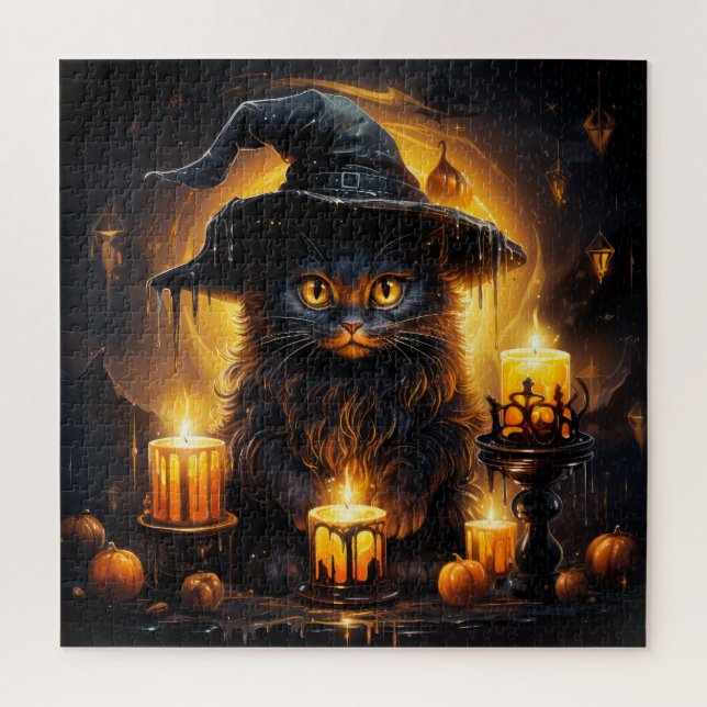 A Witchy Dark Cat Jigsaw Puzzle (Vertical)