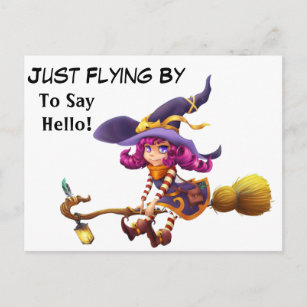 A Witchy Greeting Hello Postcard