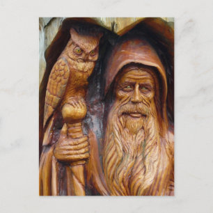 A Wizard and Owl Emerge From Cavern Postcard