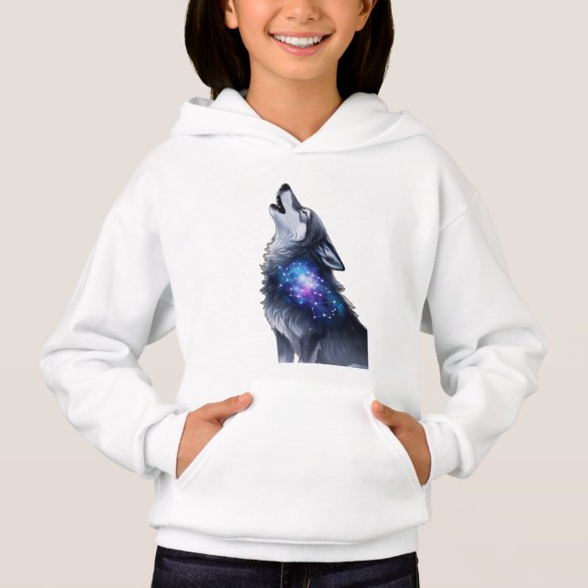 A wolf howling at a starry galaxy (Front)