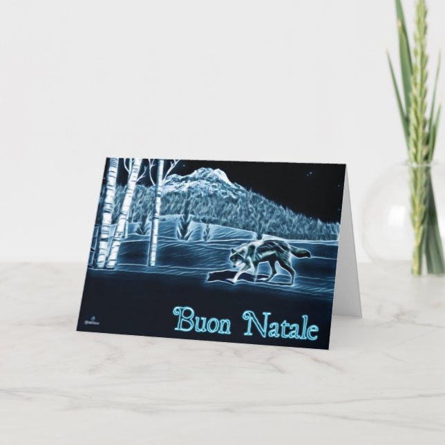 A Wolf On Snow - Buon Natale Holiday Card (Front)