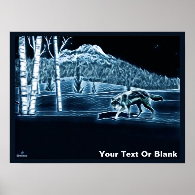 A Wolf On Snow Poster (Front)