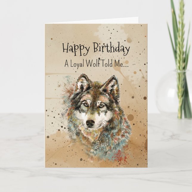 A Wolf Personality Birthday Fun Animal Card (Front)