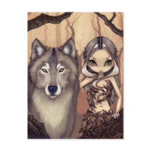 "A Wolfish Friend" Postcard