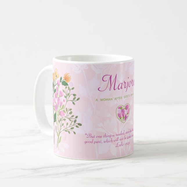 A WOMAN AFTER GOD'S OWN HEART COFFEE MUG (Front Left)