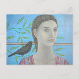 A Woman and a Blackbird are One Postcard
