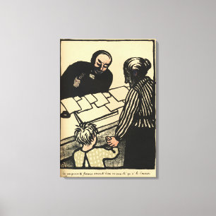 A woman and child hand over their savings canvas print