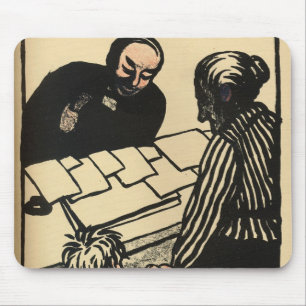 A woman and child hand over their savings mouse mat