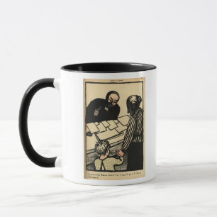 A woman and child hand over their savings mug