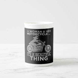 A Woman And Her Motorcycle Art Gift For Bikers Bone China Mug