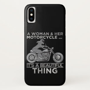 A Woman And Her Motorcycle Art Gift For Bikers iPhone X Case