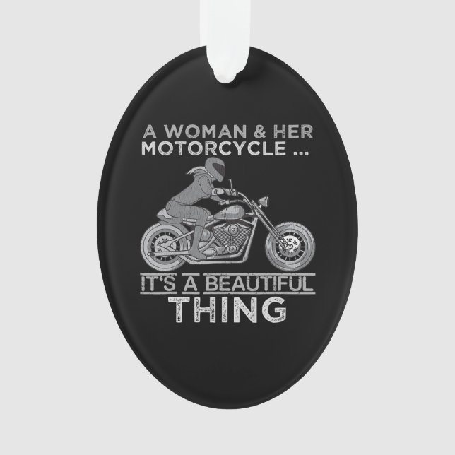 A Woman And Her Motorcycle Art Gift For Bikers Ornament (Front)