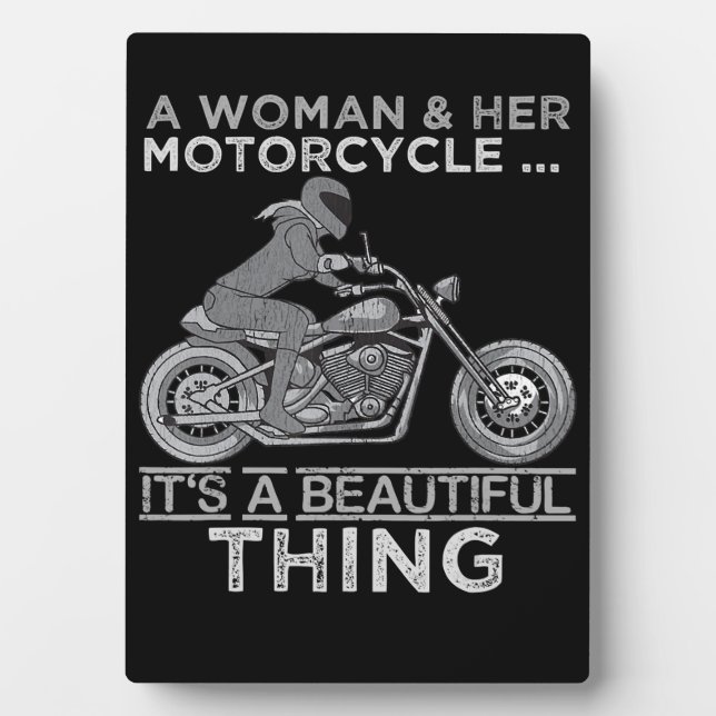 A Woman And Her Motorcycle Art Gift For Bikers Plaque (Front)