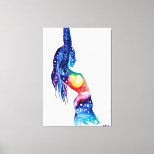 A woman and the universe inside her soul canvas print