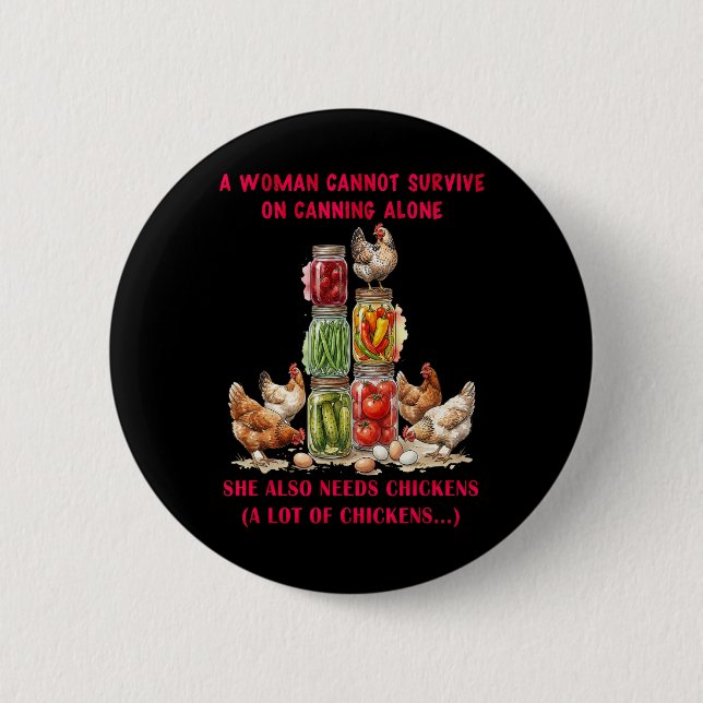 A Woman Cannot Survive On Canning Alone She Needs  6 Cm Round Badge (Front)