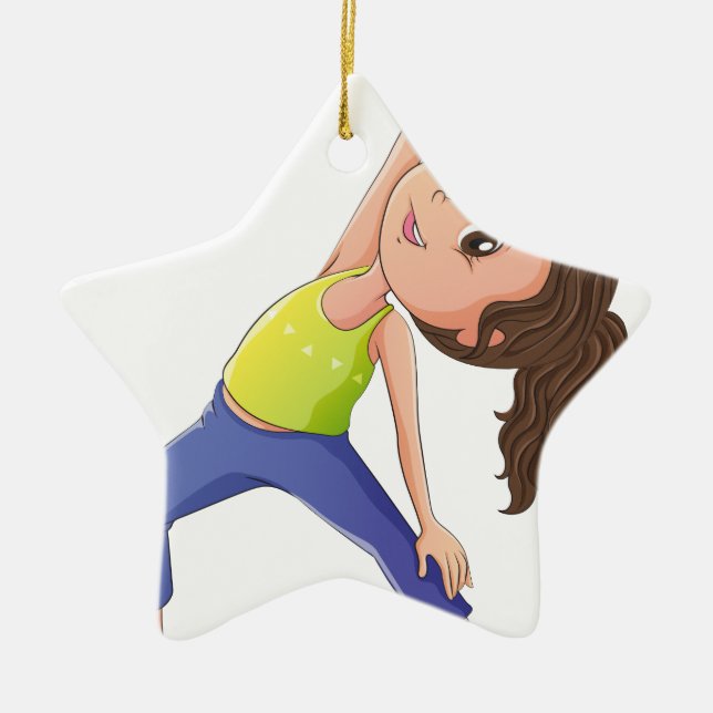 A woman doing yoga ceramic tree decoration (Front)