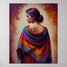 a Woman in a Multi-Coloured Shawl Poster
