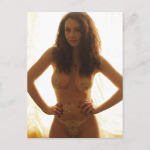 A Woman in Flesh-Coloured Bodysuit with Embroidery Postcard