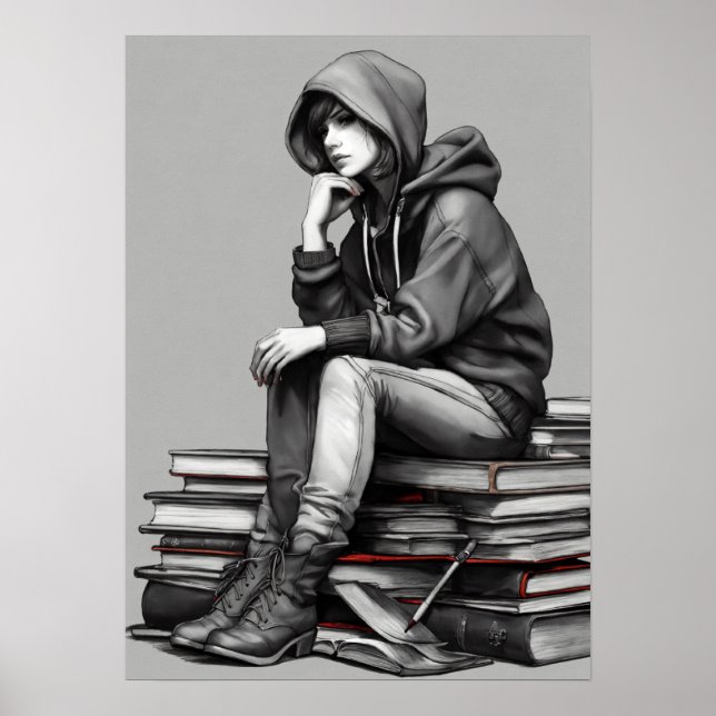 "A Woman in Red, Alone" Poster (Front)