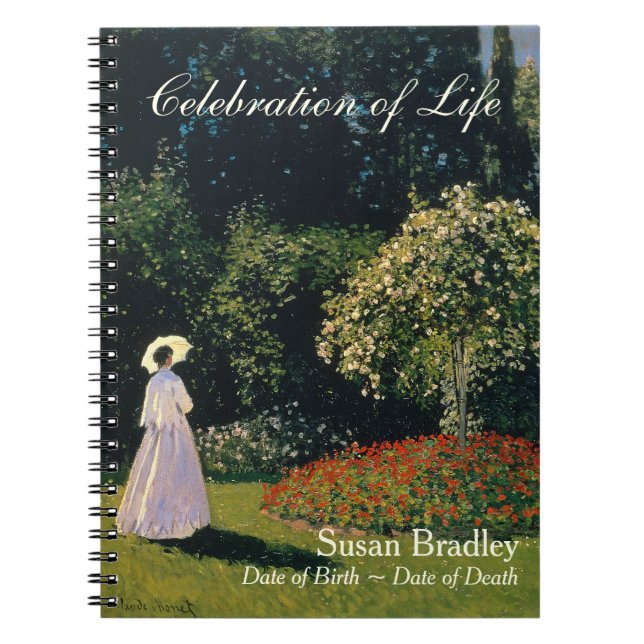 A Woman in the Garden by Monet  Funeral Guest Book (Front)